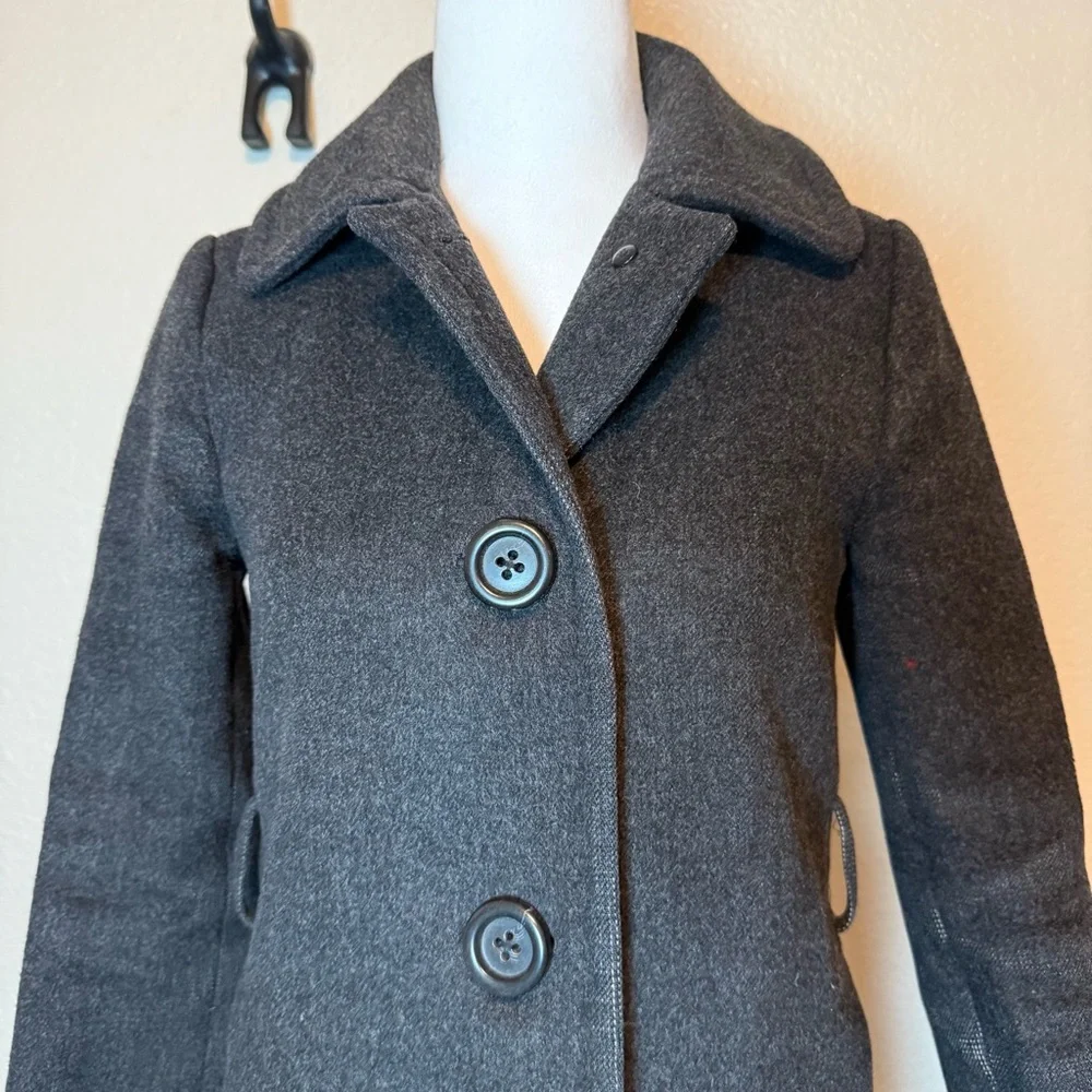 J. Crew Cashmere & Wool Harriet Plum Pea Coat Charcoal Gray Size 0 Petite - Picture 2 of 15
